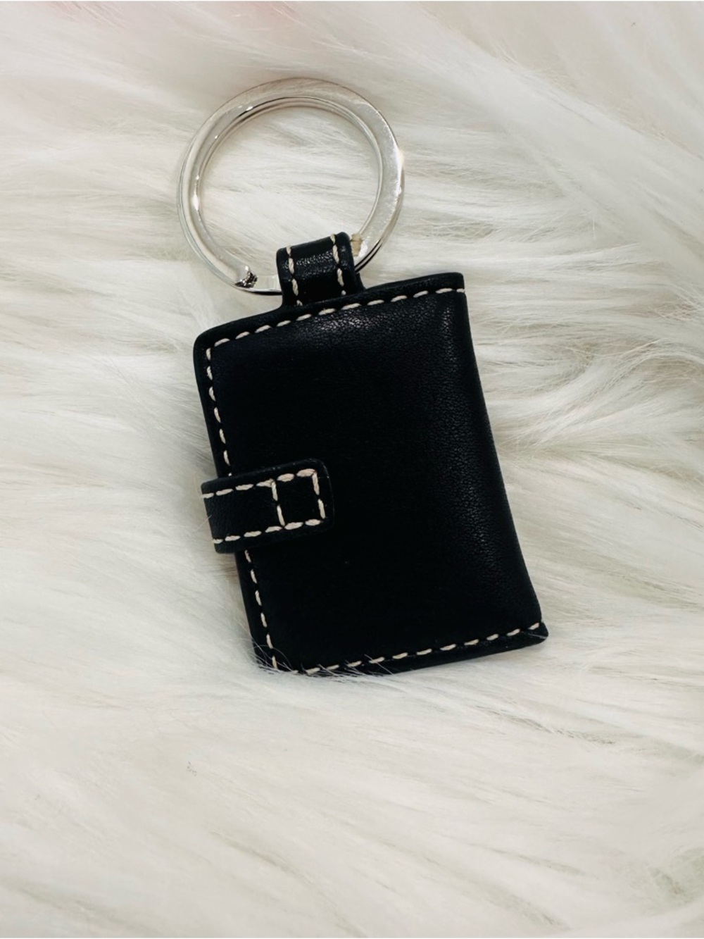 🖤✨🆕 COACH BLACK LEATHER PHOTO FRAME KEYCHAIN AUTH RARE VINTAGE W DUSTBAG/BOX - Picture 5 of 6